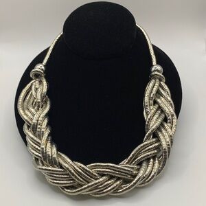Braided Silver-tone Metallic Necklace